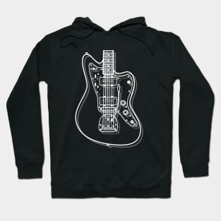 Offset Style Electric Guitar Body Outline Dark Theme Hoodie